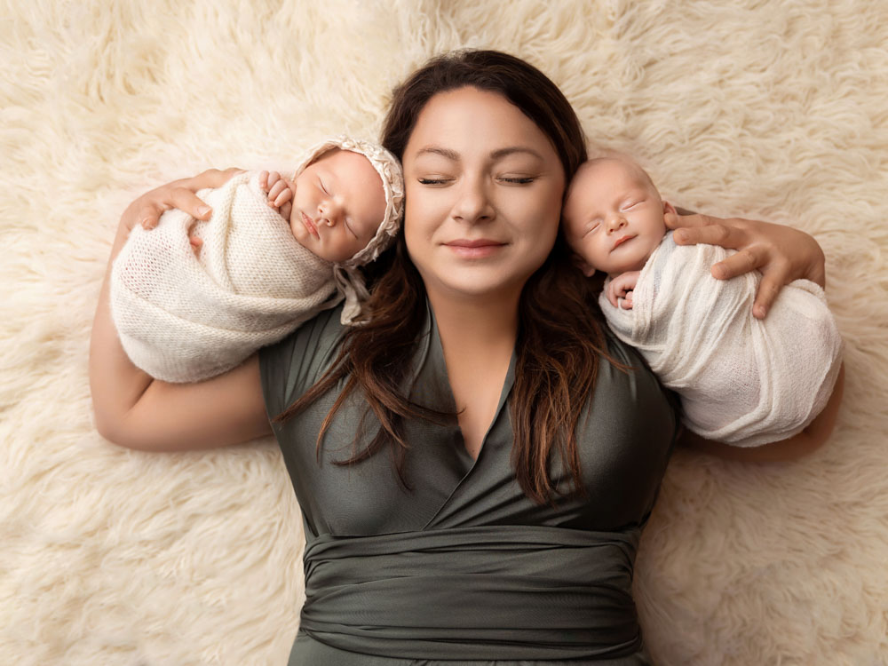 Twin newborn portraits in Katy