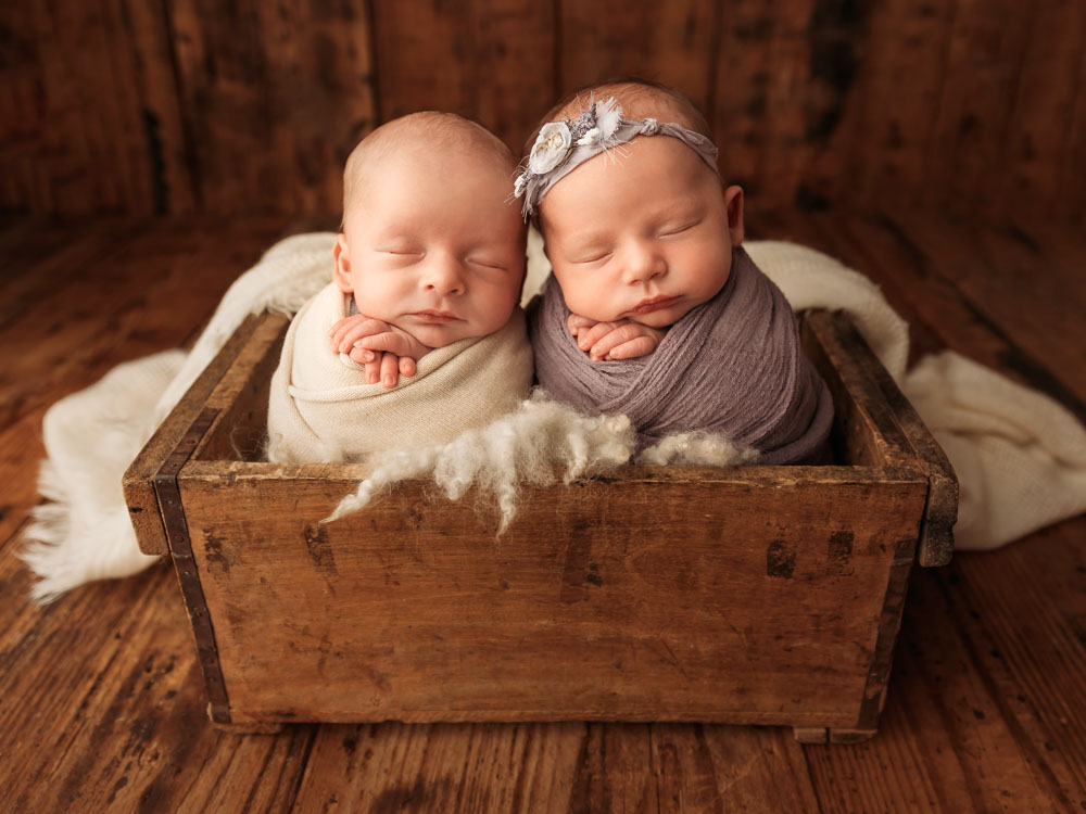 Twin newborn baby portraits in Katy